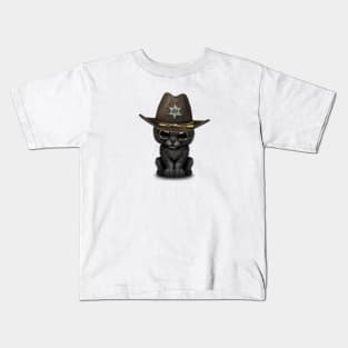 Cute Baby Black Panther Cub Sheriff Kids T-Shirt